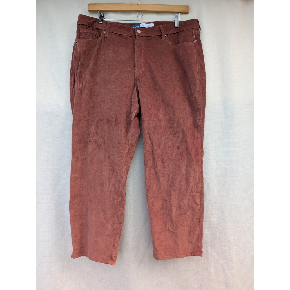 Old Navy OG Loose Corduroy Pants Womens 18 Petite Saddle Brown High Rise Stretch